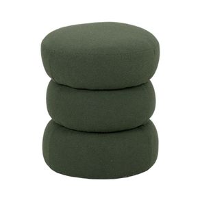 5 Puff Redondo Alma Rivatti 42 cm -Altura- Estofado em Boucle Verde Stone